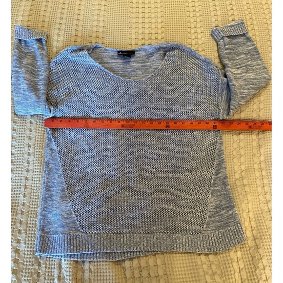 Lane Bryant Sweater Sz  14 / 16 Blue Open Weave  Rounded  Neck  Raglan Sleeve - Picture 9 of 11